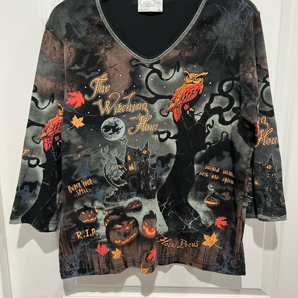 Cactus Bay Apparel Halloween 3/4 Sleeve Shirt, SZ XL